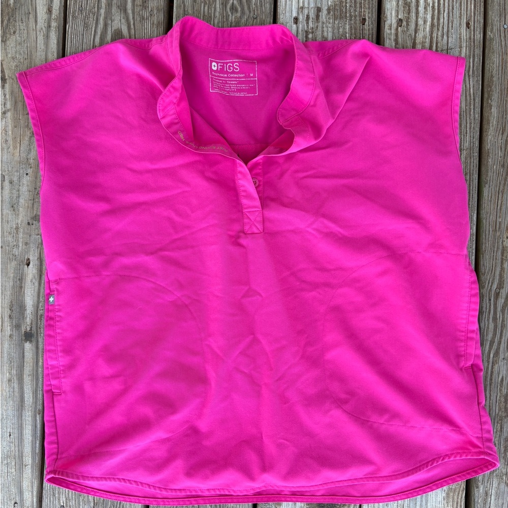 FIGS Women's Shocking Pink Top Rafaela